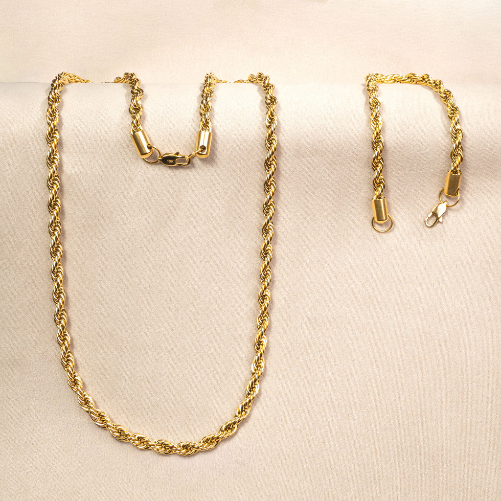 Combo Cadena y Pulsera Lazo para Mujer Oro Laminado 18K
