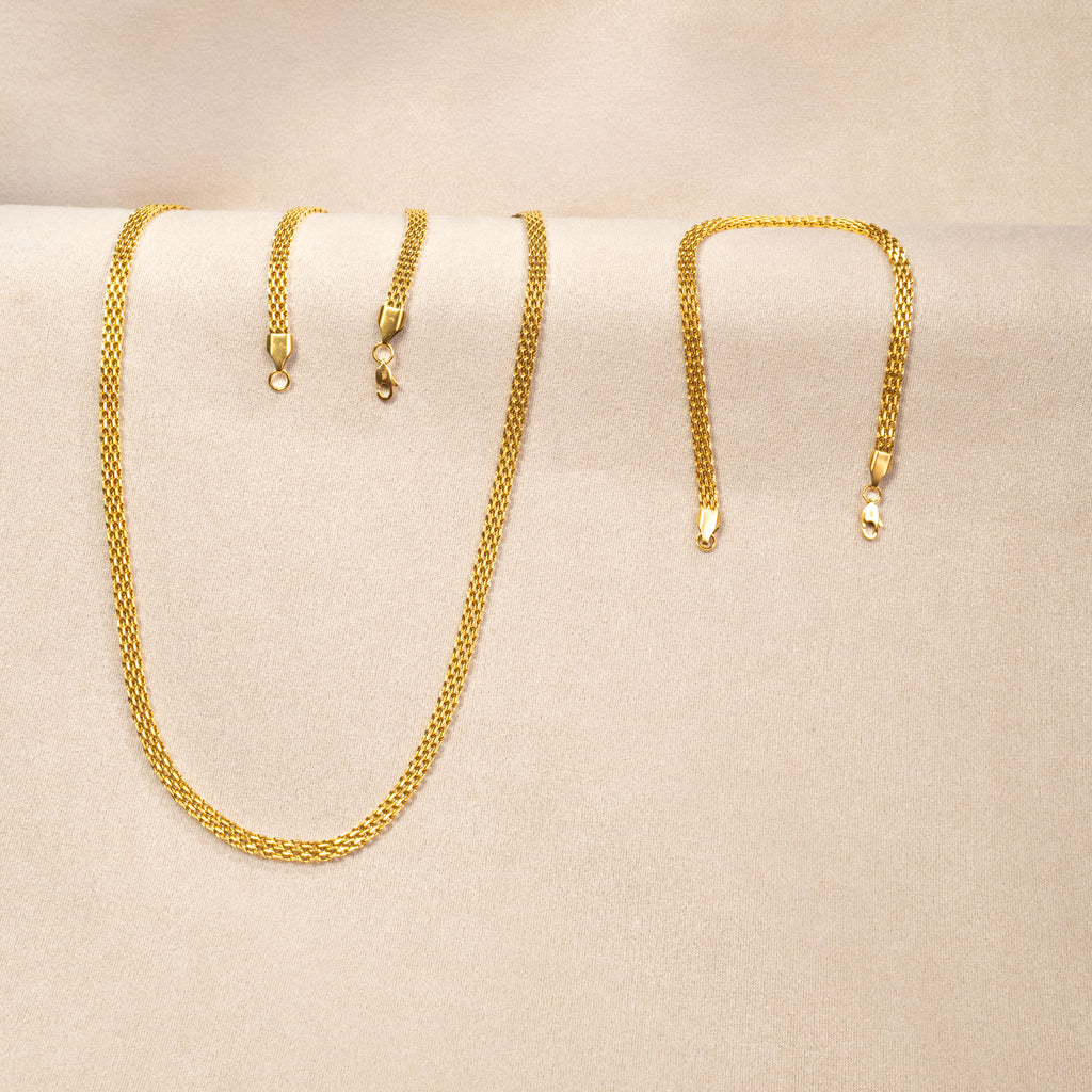 Combo Cadena y Pulsera Chinesca Oro Laminado 18K
