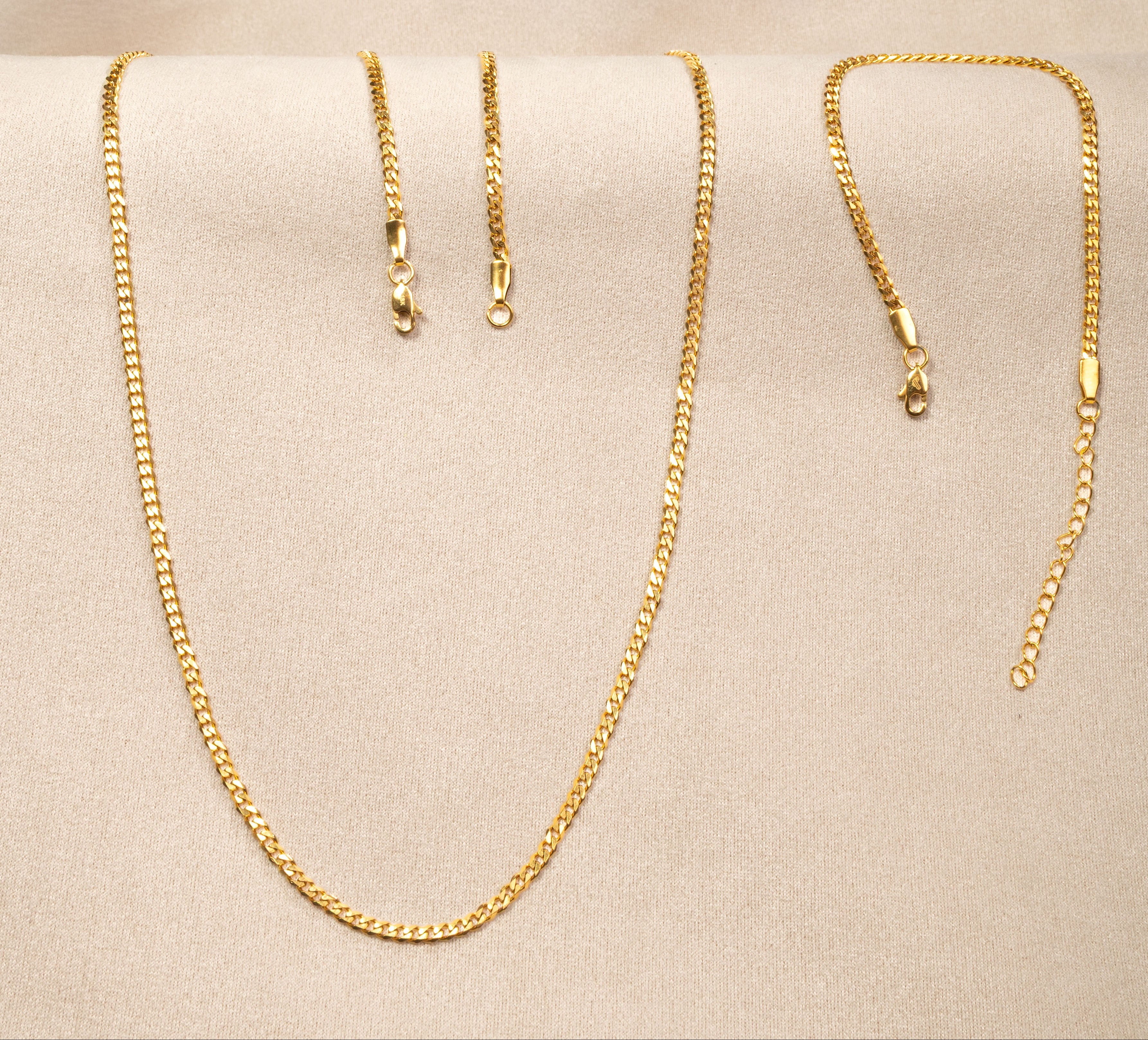 Combo Cadena y Pulsera Cubana para Mujer Oro Laminado 18K