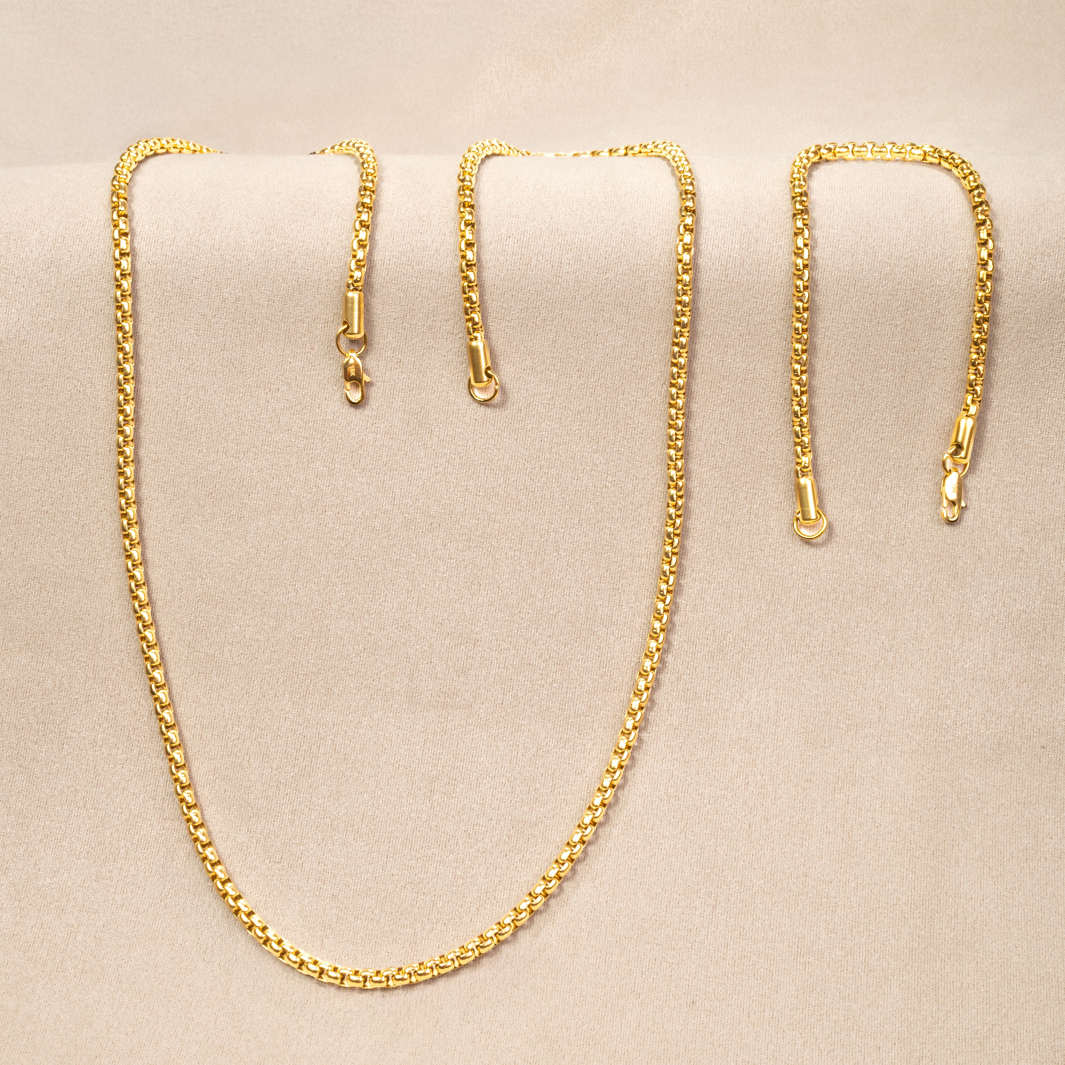 Combo Cadena y Pulsera Cordón Oro Laminado 18K