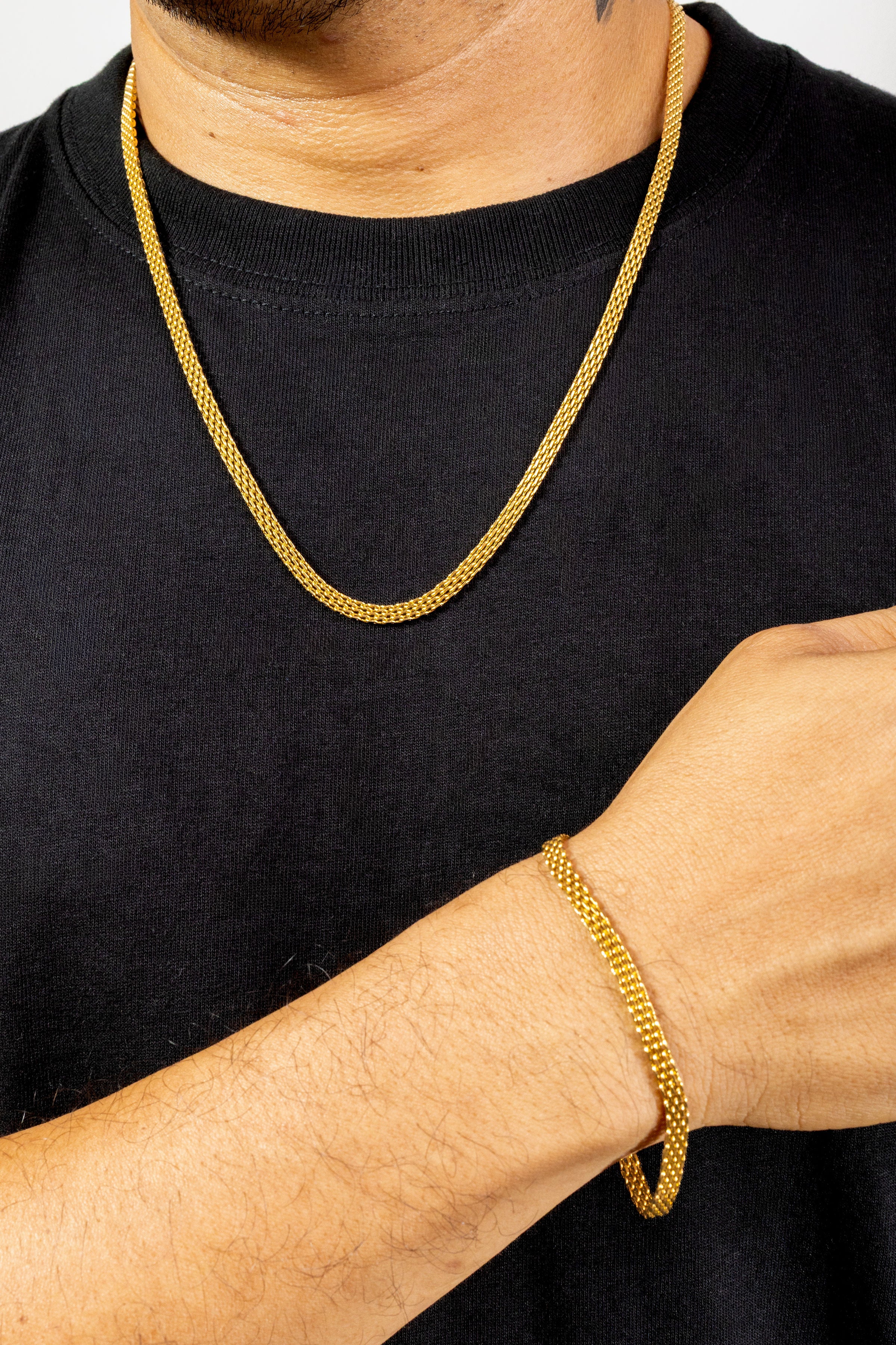 Combo Cadena y Pulsera Chinesca Oro Laminado 18K