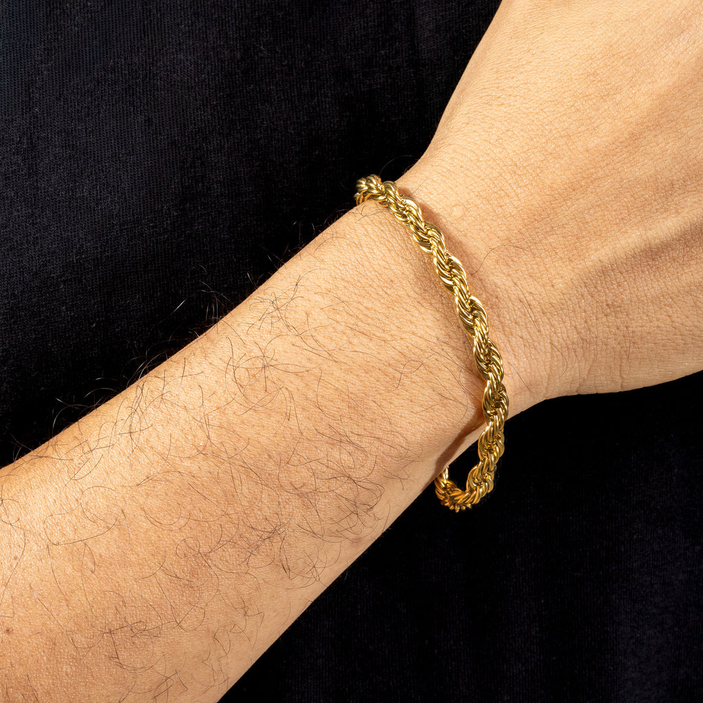 Combo Cadena y Pulsera Tejido Lazo Oro Laminado 18K