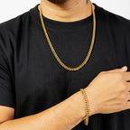 Combo Cadena y Pulsera Cubana Oro Laminado 18K