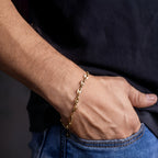 Combo Cadena y Pulsera Grano Café Oro Laminado 18K