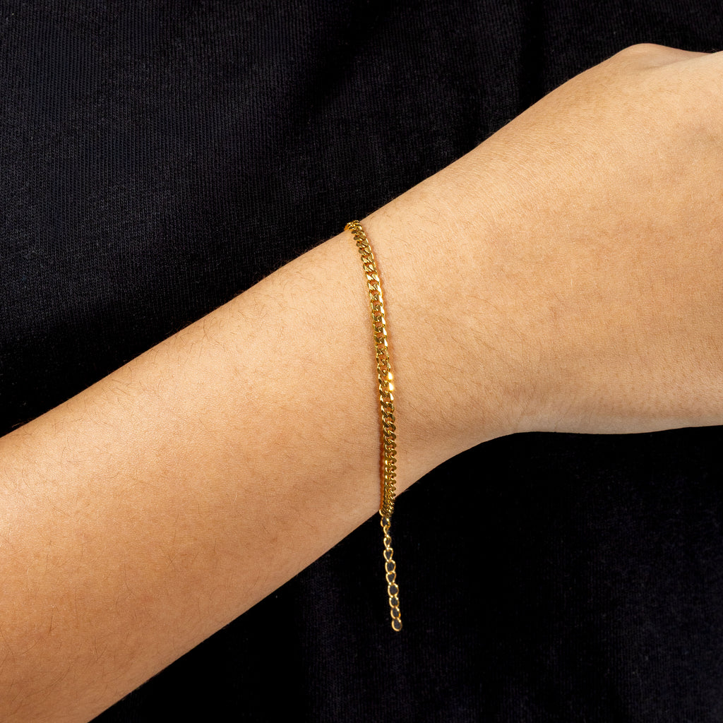 Combo Cadena y Pulsera Cubana para Mujer Oro Laminado 18K