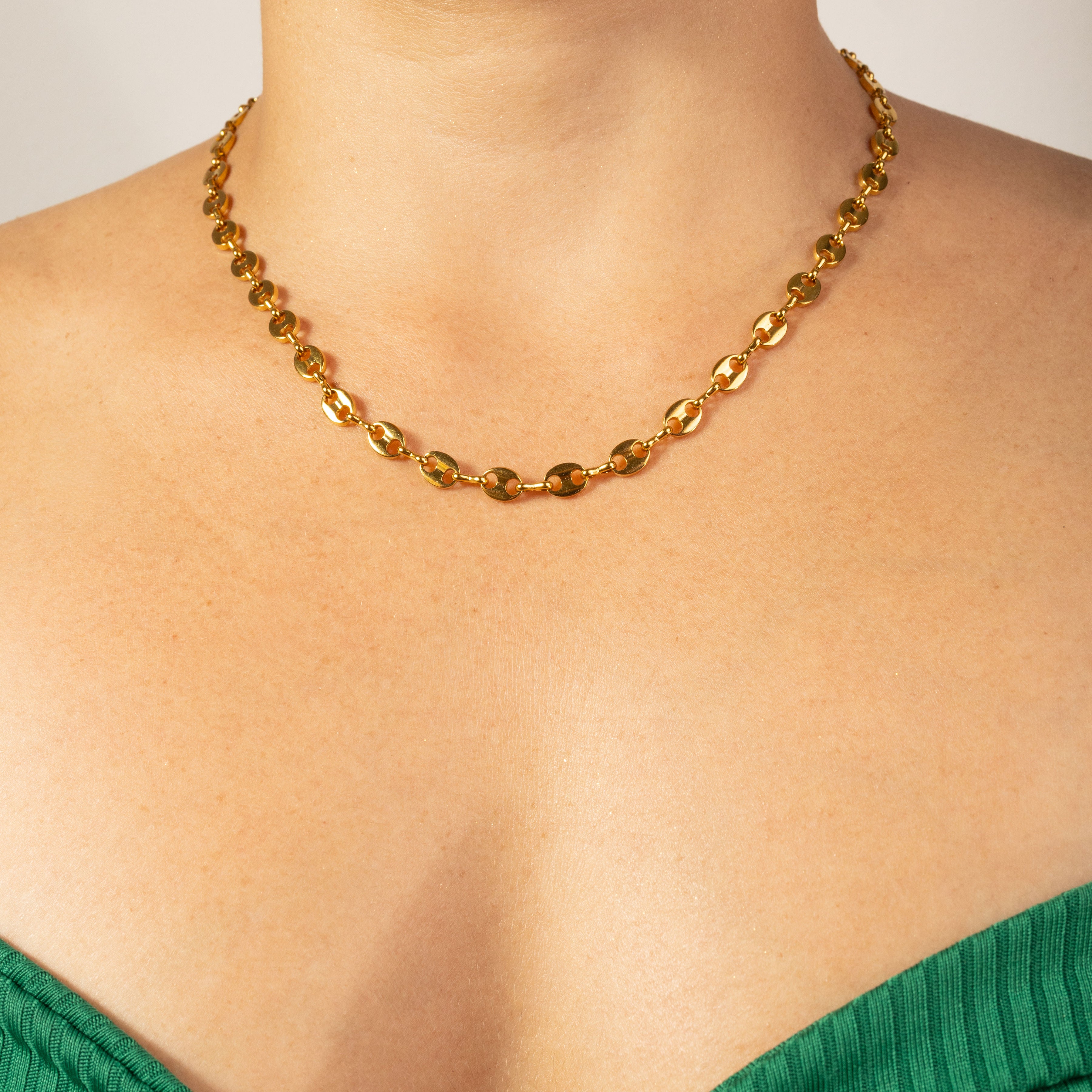 Cadena Grano de Café para Mujer Oro Laminado 18K