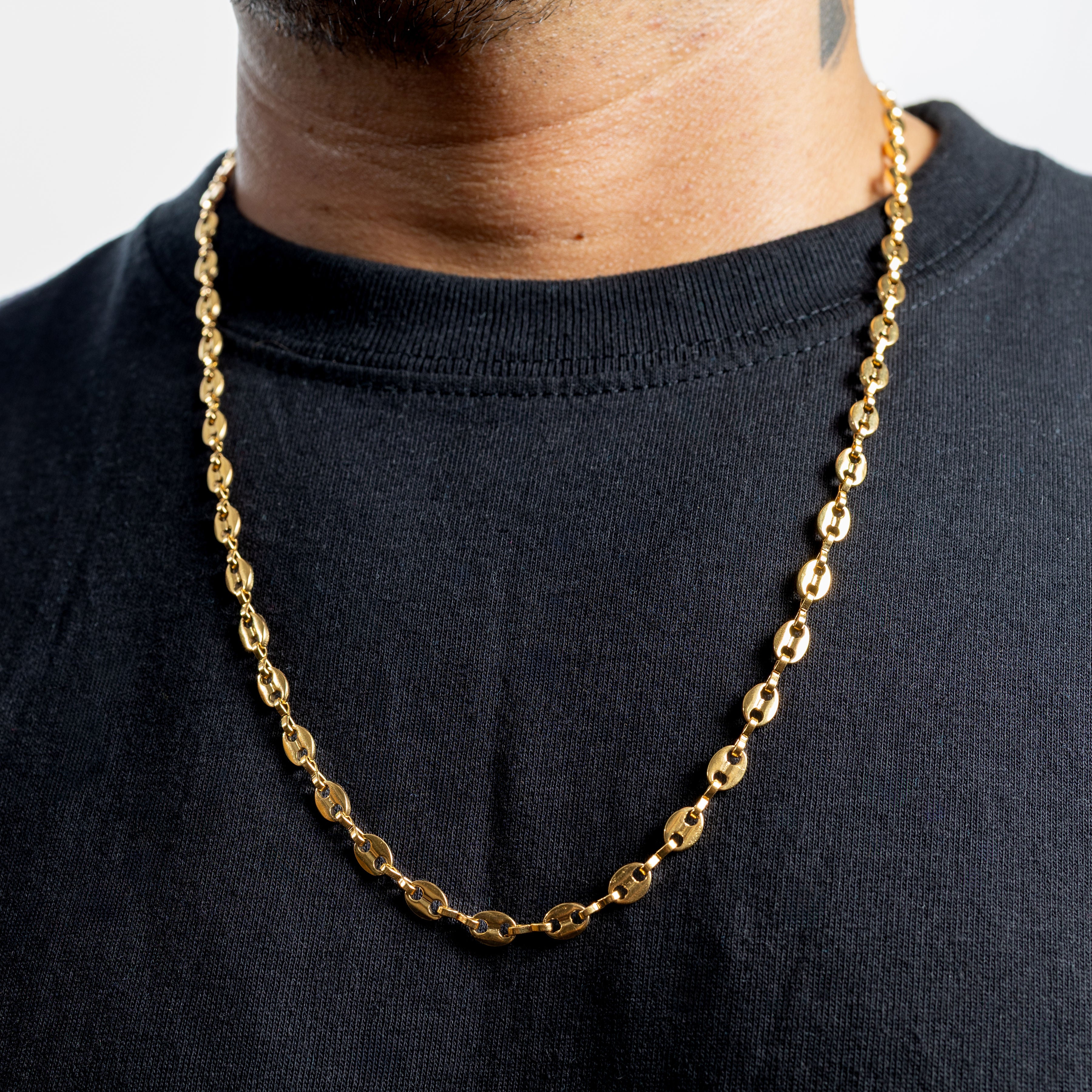 Cadena Grano de Café en Oro laminado 18K italiano