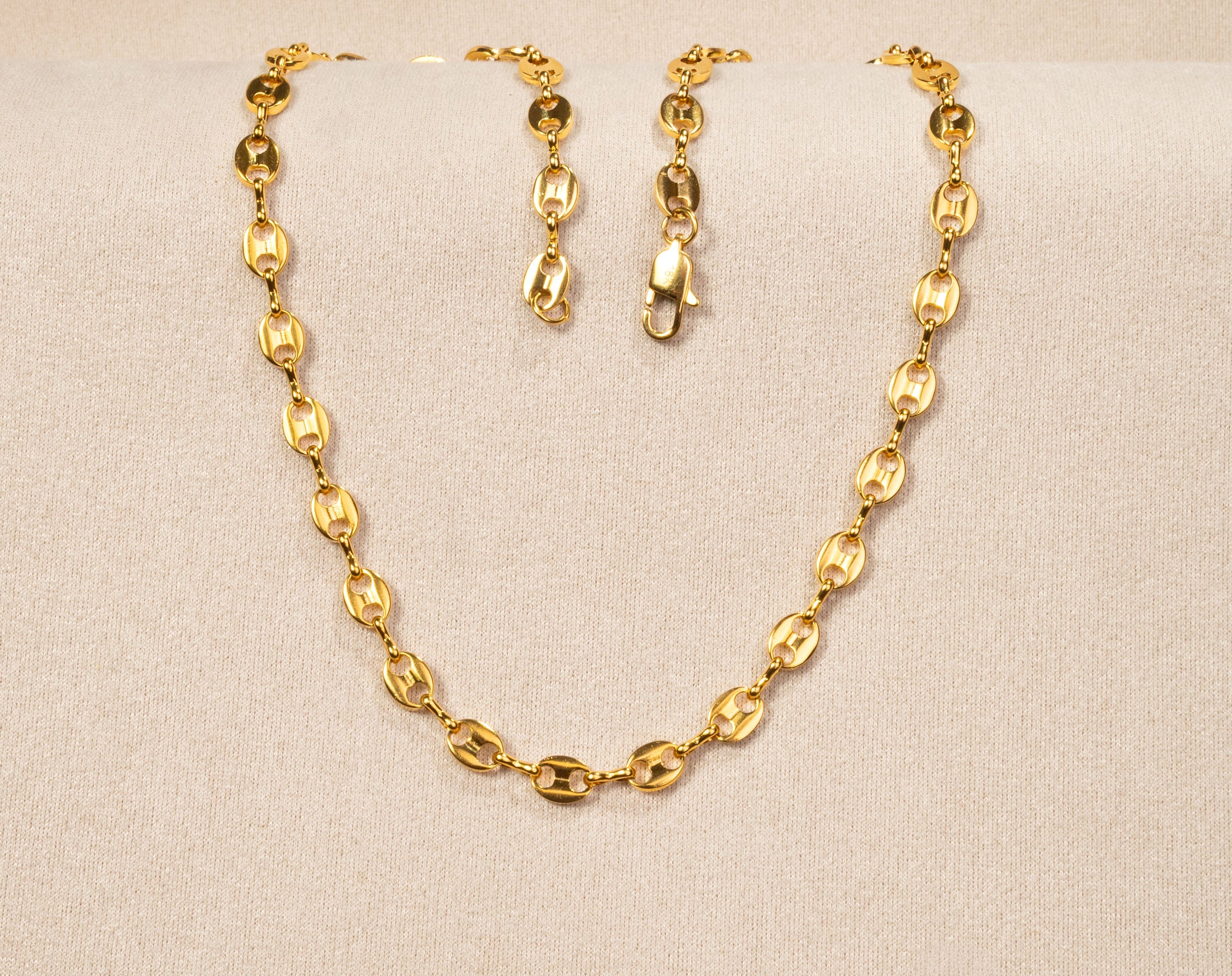 Cadena Grano de Café en Oro laminado 18K italiano