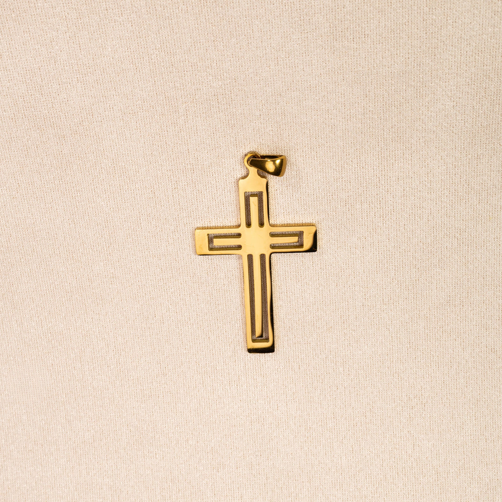 Dije Cruz Ranurada Oro Laminado 18K