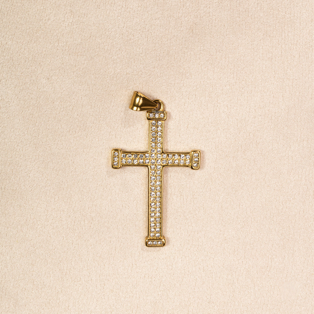 Dije Cruz con Piedras Oro Laminado 18K