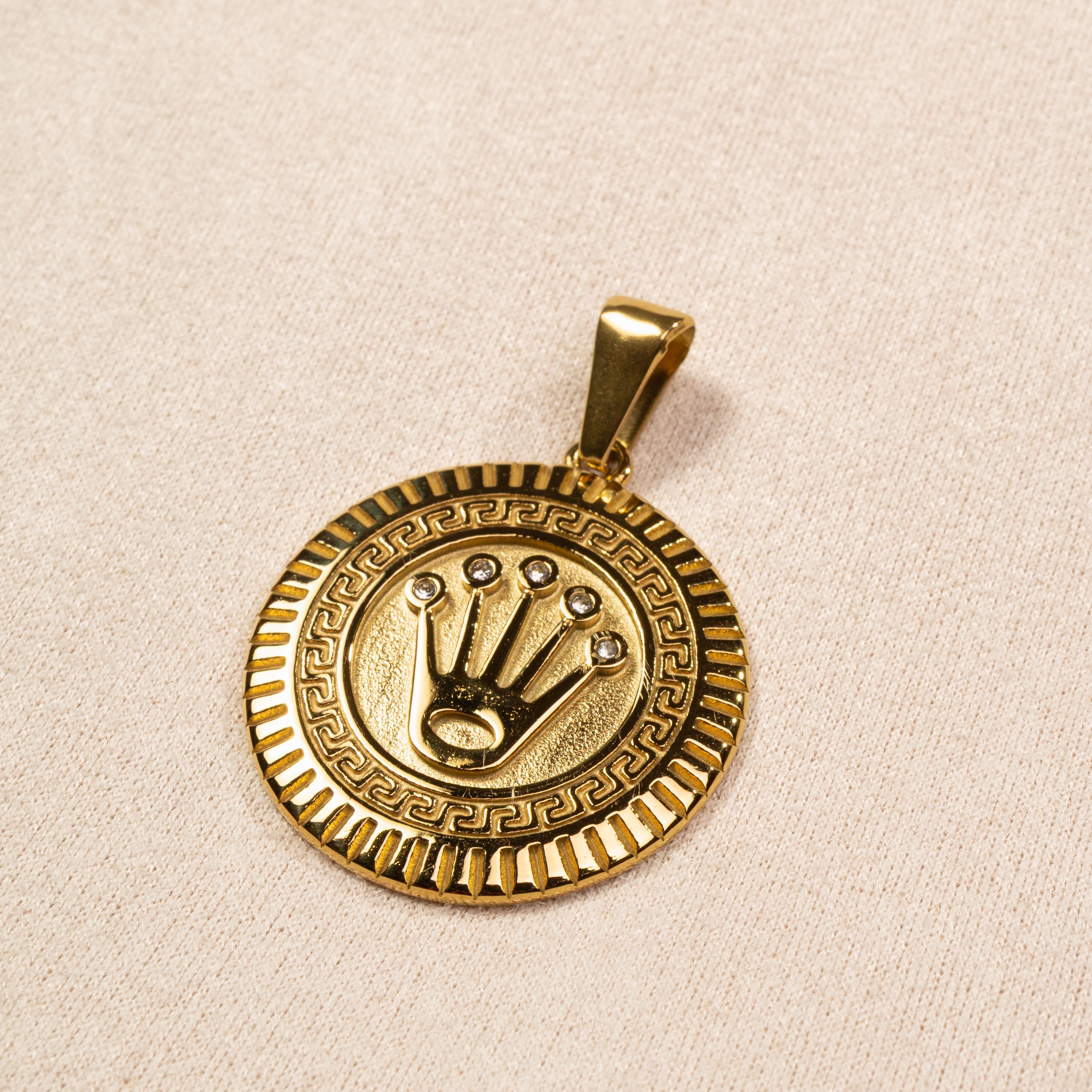 Dije Moneda Corona Estilo Rolex Oro Laminado 18K