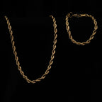 Combo Cadena y Pulsera Tejido Lazo Oro Laminado 18K