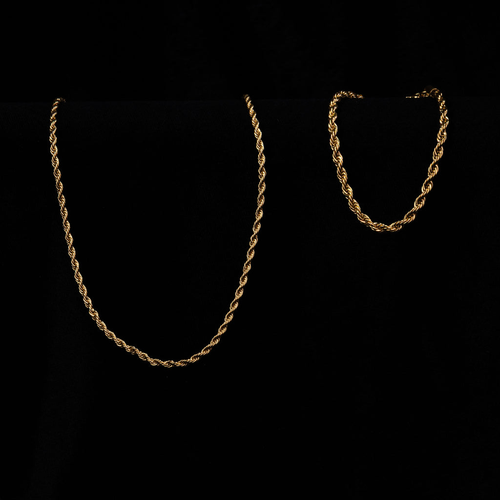 Combo Cadena y Pulsera Lazo para Mujer Oro Laminado 18K