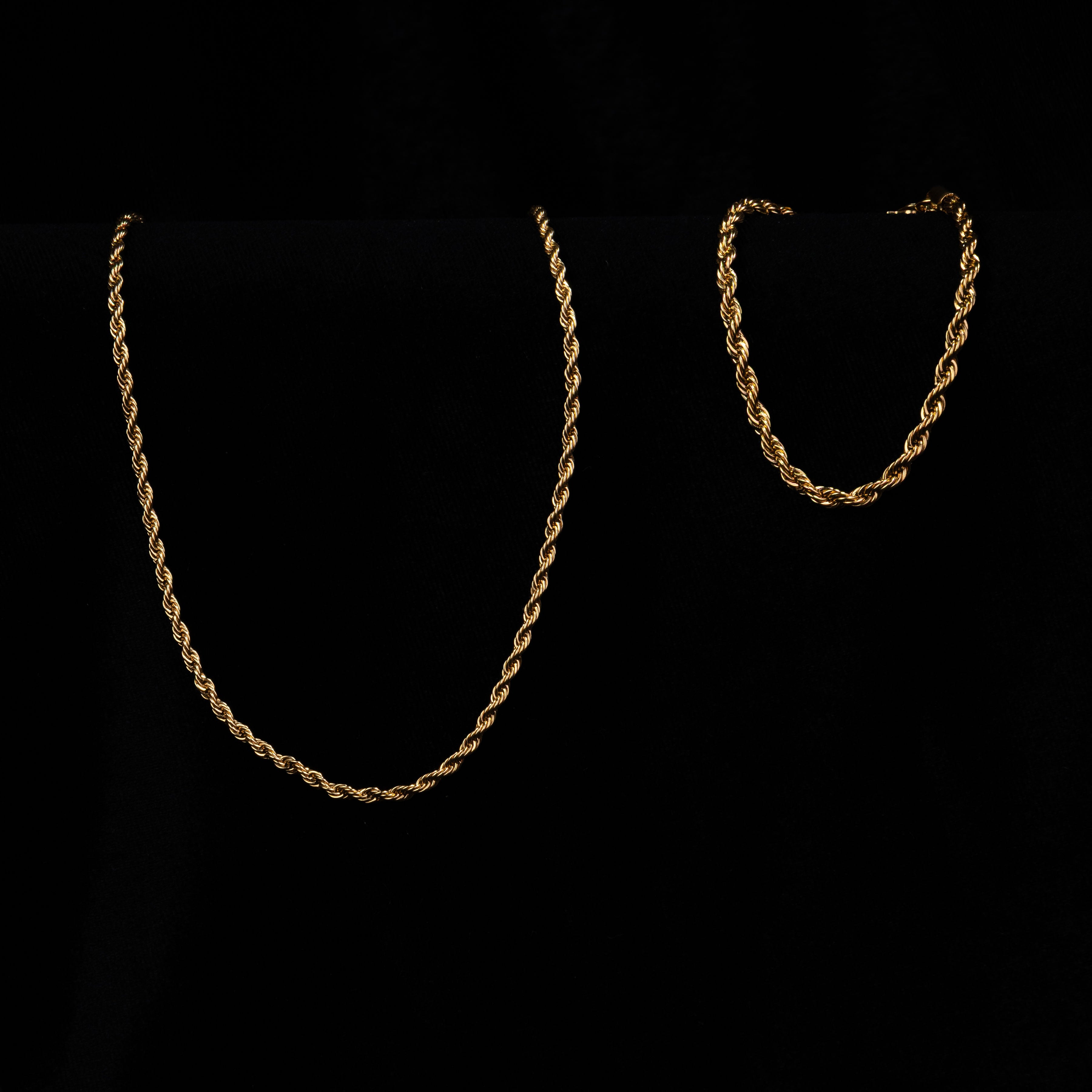Combo Cadena y Pulsera Lazo para Mujer Oro Laminado 18K