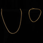 Combo Cadena y Pulsera Cordón Oro Laminado 18K