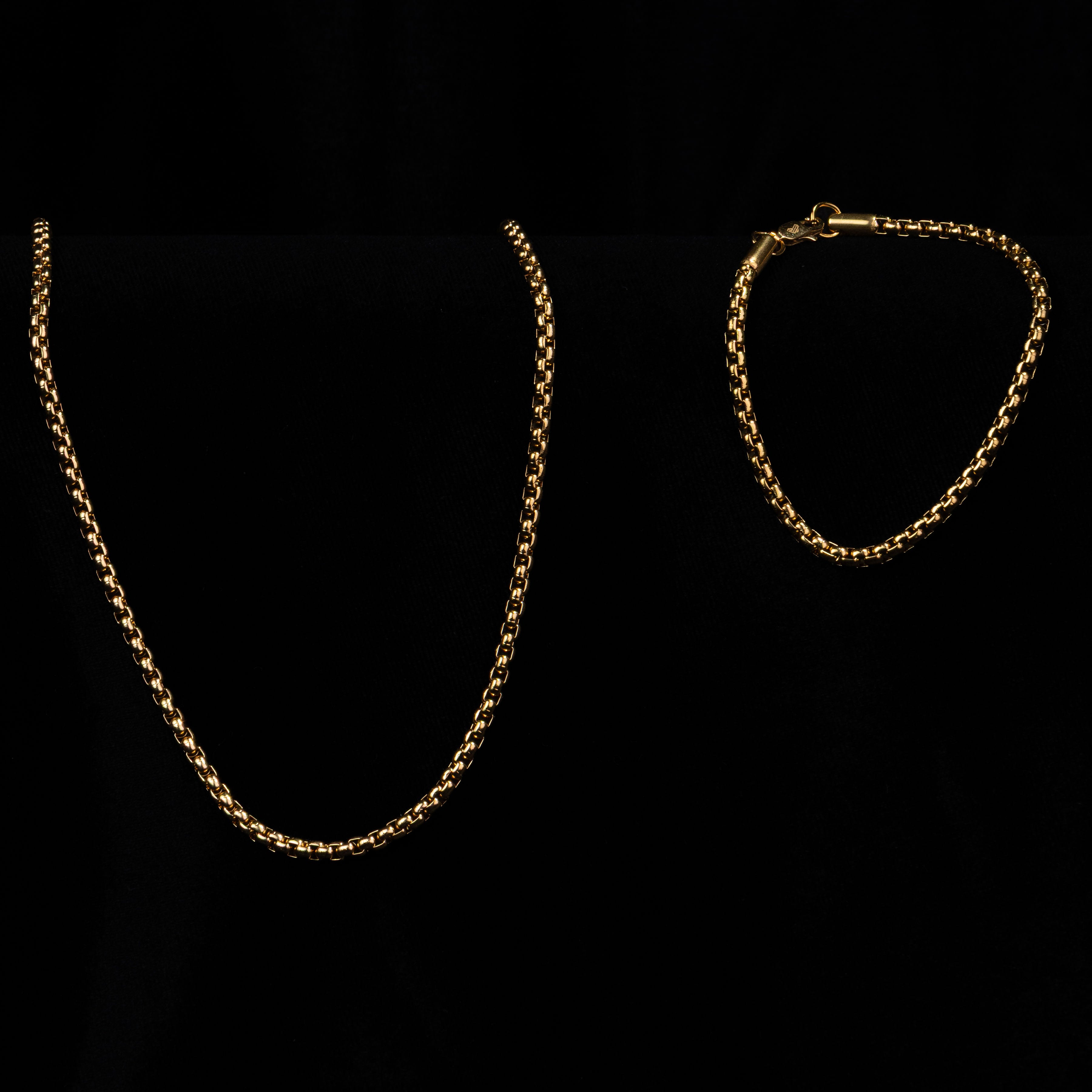 Combo Cadena y Pulsera Cordón Oro Laminado 18K