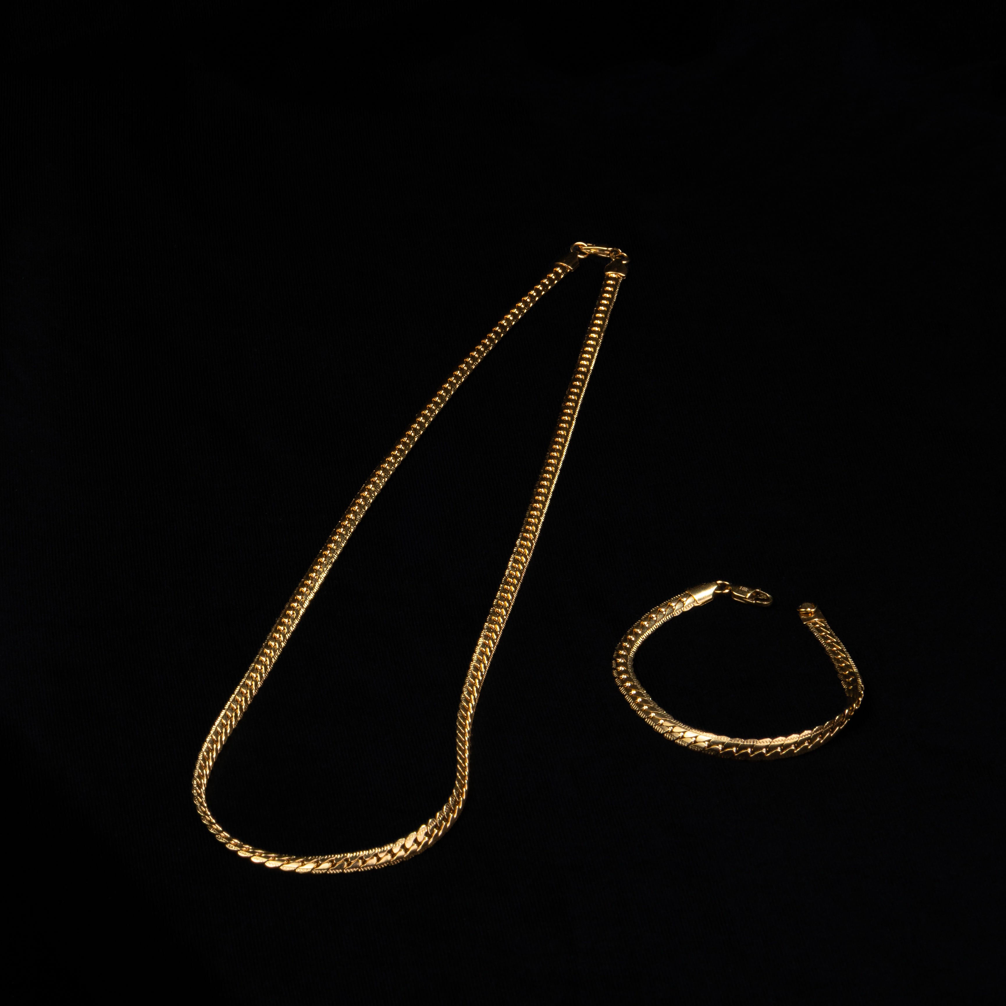 Combo Cadena y Pulsera Serpiente Oro Laminado 18K
