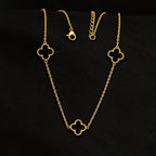 Cadena Trébol Negro para Mujer en Oro Laminado 18K