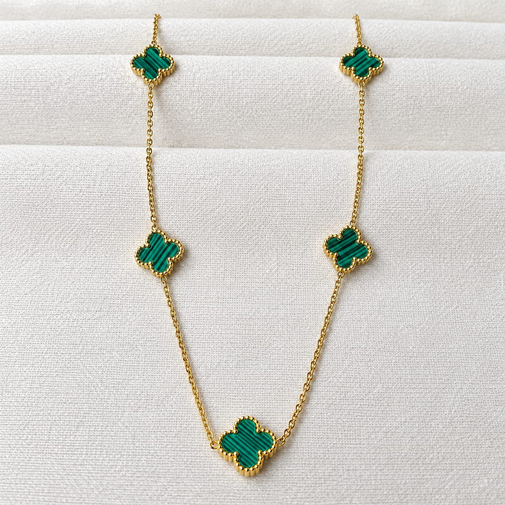 Cadena Trébol Verde para Mujer en Oro Laminado 18K