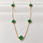Cadena Trébol Verde para Mujer en Oro Laminado 18K