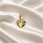 Dije Corazón Esmeraldas  en Oro Laminado 18K