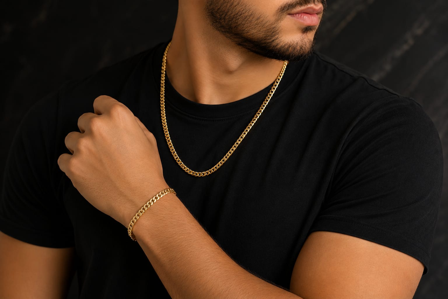 Combo Cadena y Pulsera Cubana Oro Laminado 18K