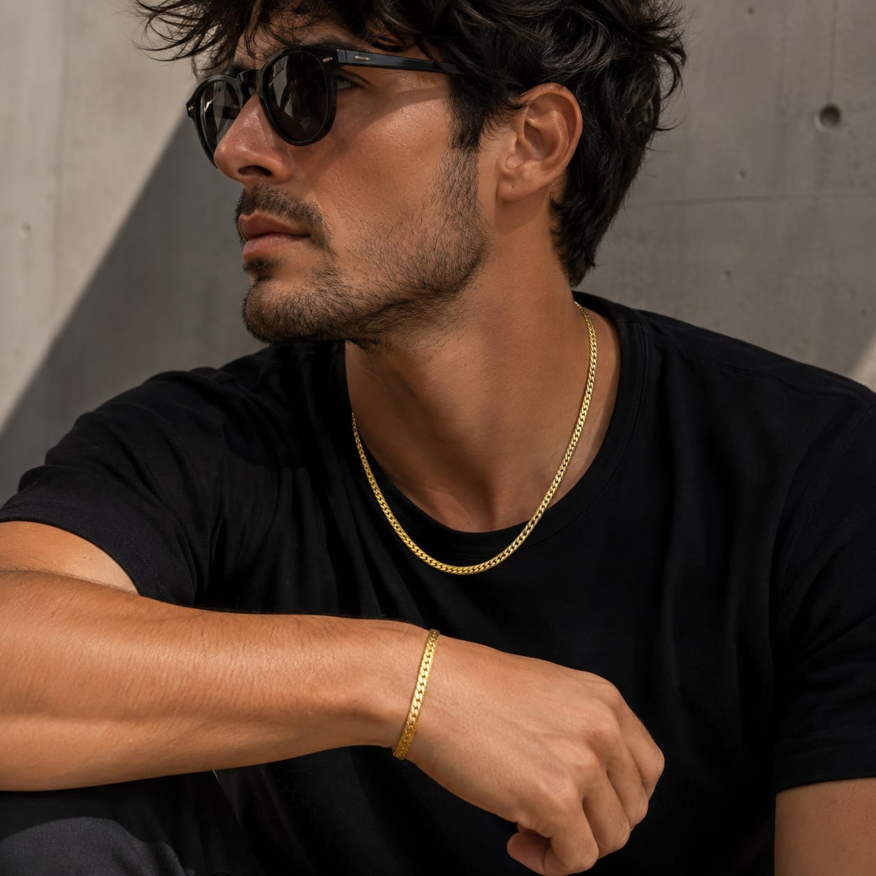 Combo Cadena y Pulsera Serpiente Oro Laminado 18K