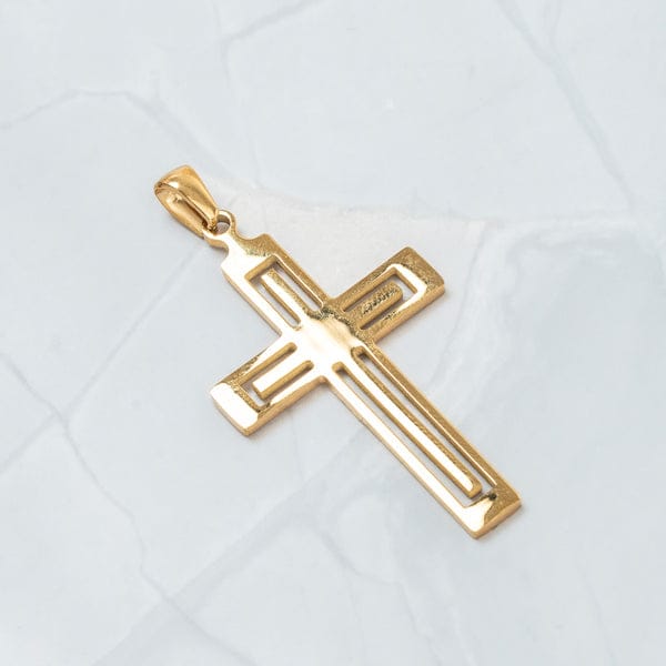 Dije Cruz Ranurada Oro Laminado 18K