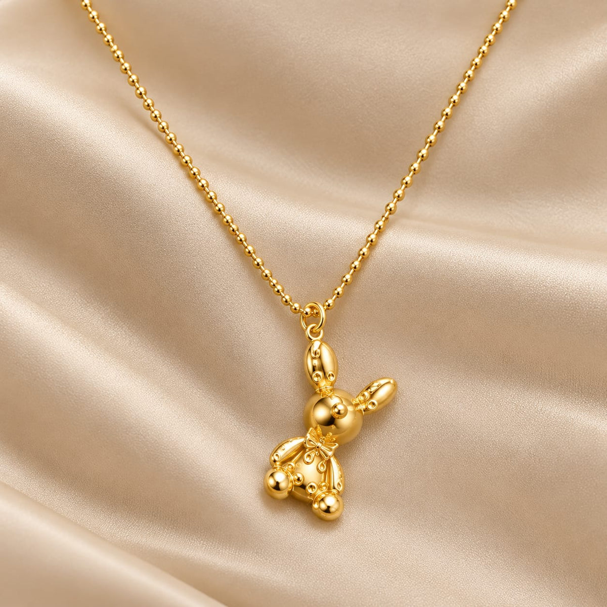 Cadena Militar para Mujer con Dije de Oso en Oro Laminado 18K