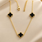 Cadena Trébol Negro para Mujer en Oro Laminado 18K