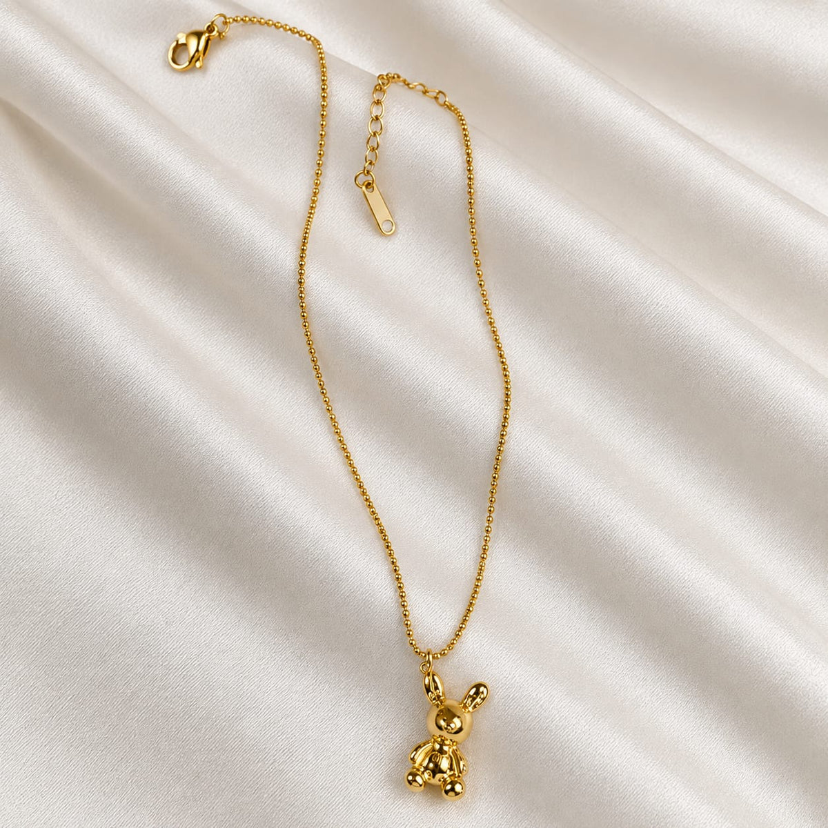Cadena Militar para Mujer con Dije de Oso en Oro Laminado 18K