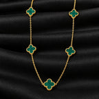 Cadena Trébol Verde para Mujer en Oro Laminado 18K