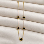Cadena Trébol Negro para Mujer en Oro Laminado 18K