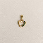 Dije Corazón Esmeraldas  en Oro Laminado 18K