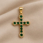 Dije Cruz Esmeralda en Oro Laminado 18K
