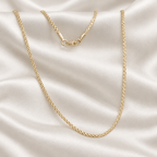 Cadena original con fondo blanco satinado y dorado suave