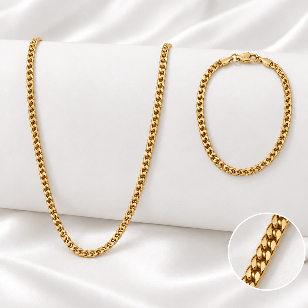 Conjunto original sobre el soporte blanco de referencia