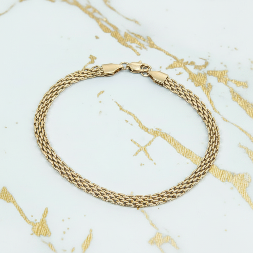 Pulsera chinesca mármol blanco betas doradas