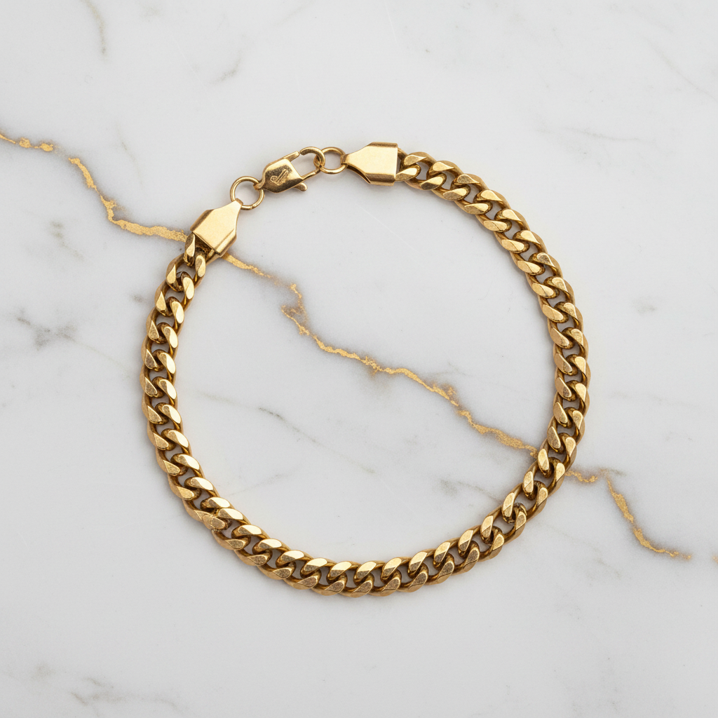 Pulsera Cubana mármol blanco venas naturales